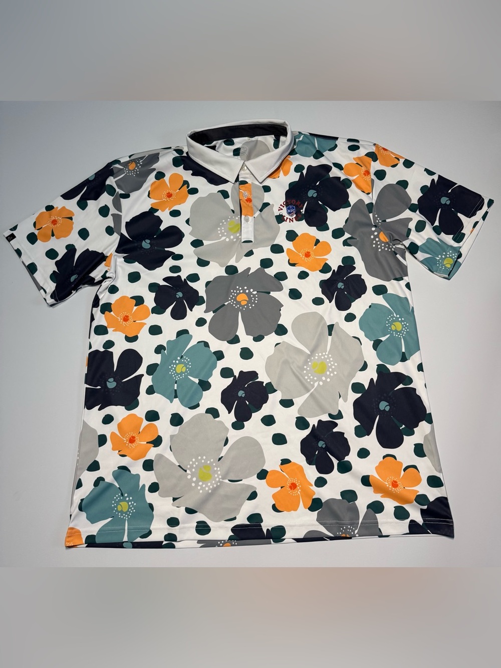 Swannie’s White Floral Men’s Golf Polo With Logo Size 2XL